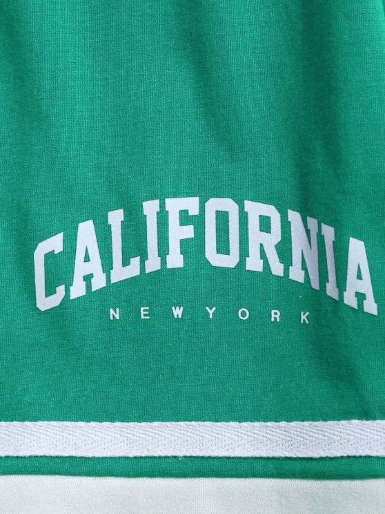 Sports Printed Tee And Drawstring Shorts Set - Grafton Collection