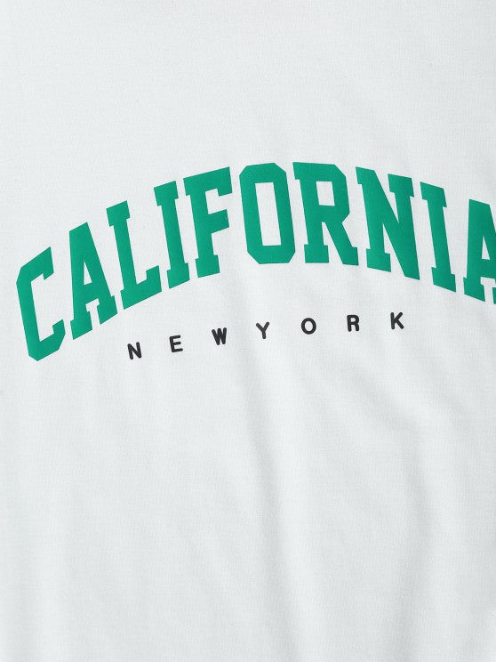 Sports Printed Tee And Drawstring Shorts Set - Grafton Collection