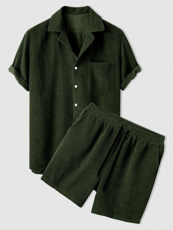 Corduroy Button Shirt And Shorts Set - Grafton Collection