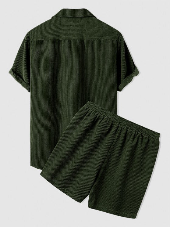 Corduroy Button Shirt And Shorts Set - Grafton Collection