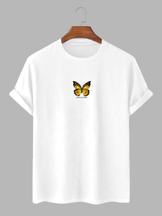 Butterfly Printed T Shirt And Vertical Stripe Shorts - Grafton Collection