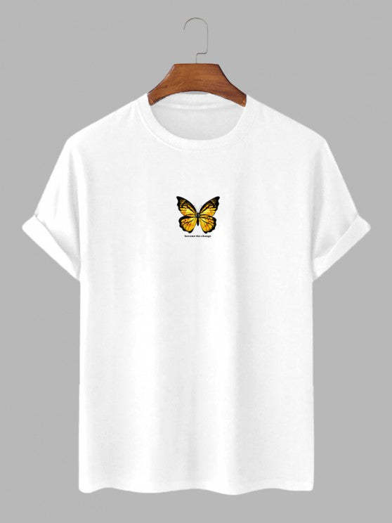 Butterfly Printed T Shirt And Vertical Stripe Shorts - Grafton Collection