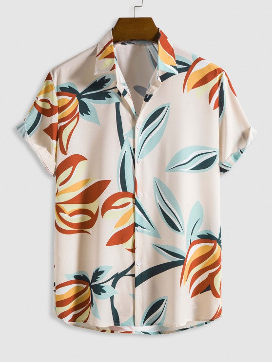 Leaves Print Shirt With Tapered Pants - Grafton Collection