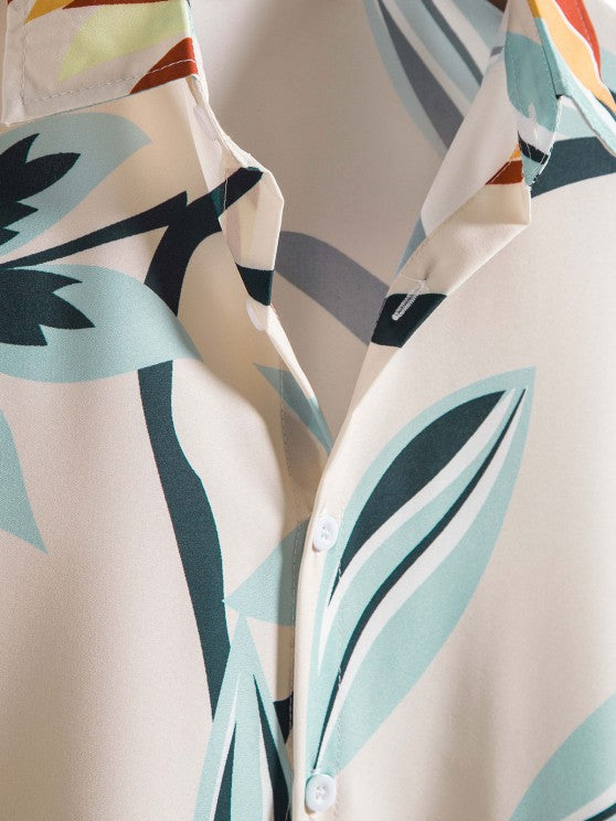Leaves Print Shirt With Tapered Pants - Grafton Collection