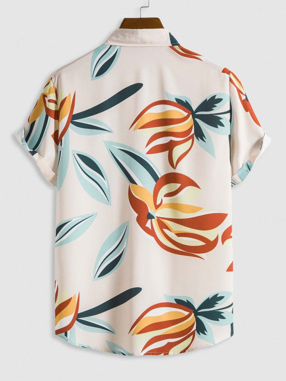 Leaves Print Shirt With Tapered Pants - Grafton Collection