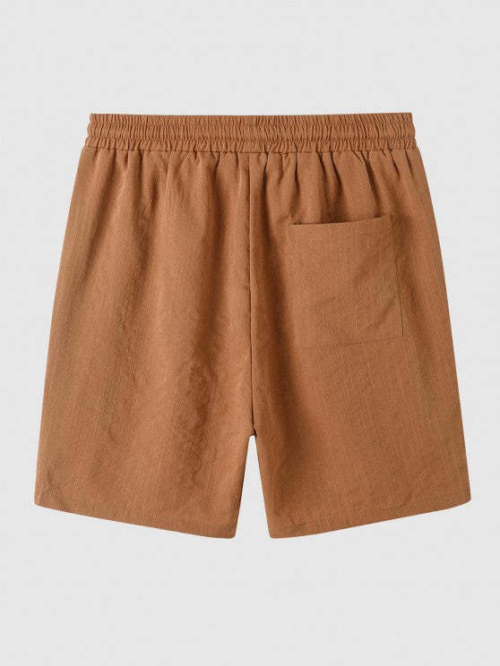 Button Up Collar Shirt And Drawstring Shorts - Grafton Collection