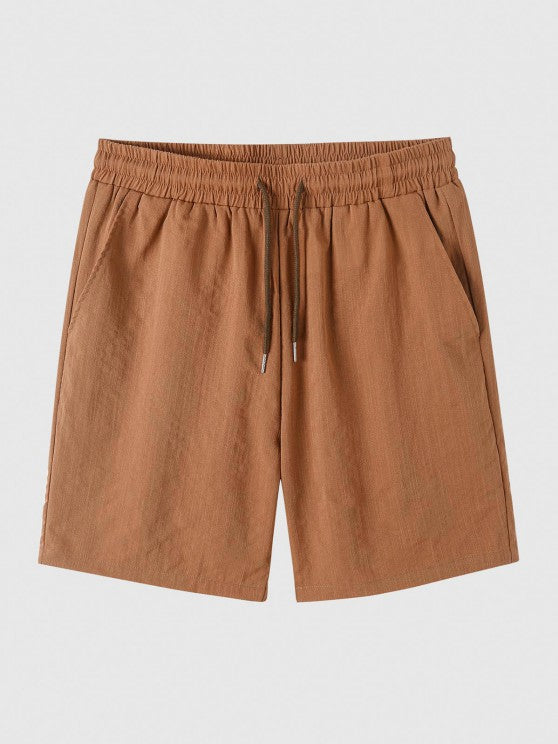 Button Up Collar Shirt And Drawstring Shorts - Grafton Collection