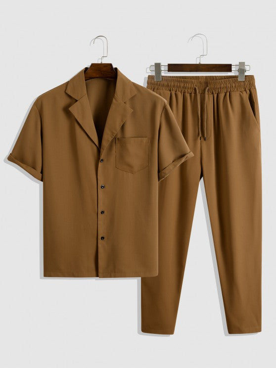 Tailored Collar Shirt And Drawstring Pants - Grafton Collection