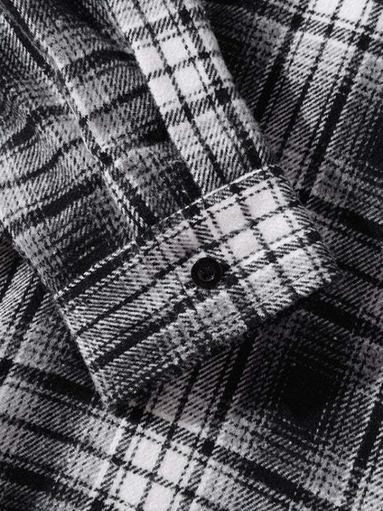 Plaid Hooded Shirt And Cargo Pants Set - Grafton Collection