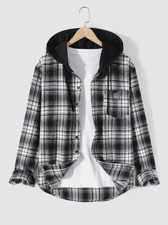 Plaid Hooded Shirt And Cargo Pants Set - Grafton Collection