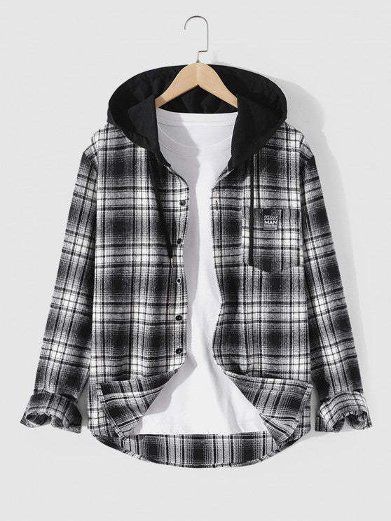 Plaid Hooded Shirt And Cargo Pants Set - Grafton Collection