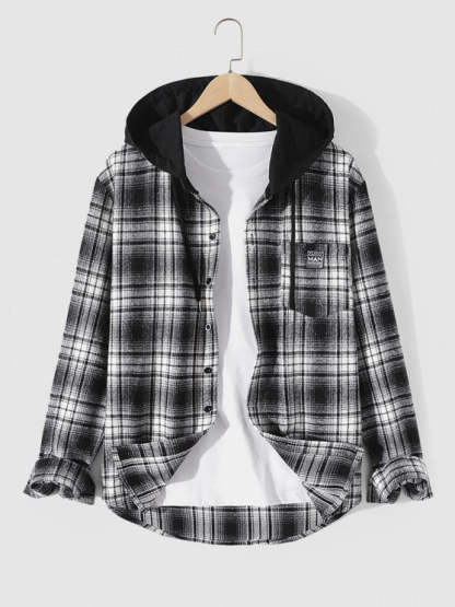 Plaid Hooded Shirt And Cargo Pants Set - Grafton Collection