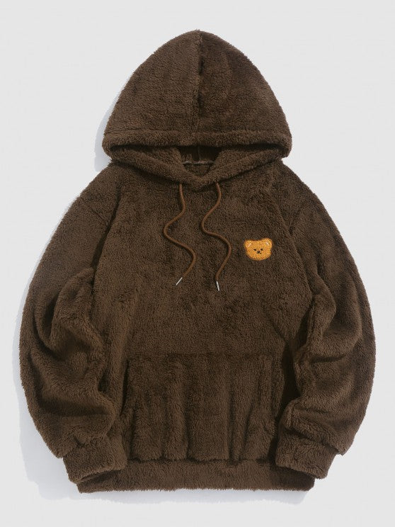 Bear Pattern Drawstring Hoodie And Pants Set - Grafton Collection
