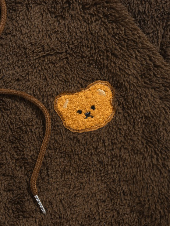 Bear Pattern Drawstring Hoodie And Pants Set - Grafton Collection