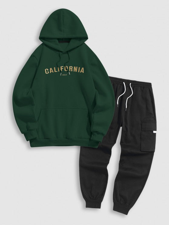 Fleece Lining Hoodie And Cargo Pants Set - Grafton Collection