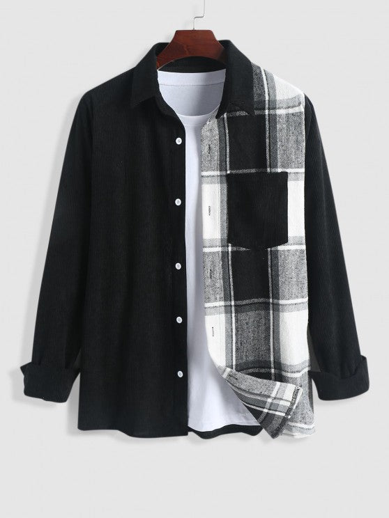 Two Tone Plaid Shirt And Cargo Pants Set - Grafton Collection