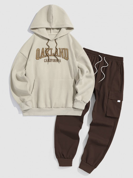 Embroidered Hoodie And Cargo Pants Set - Grafton Collection