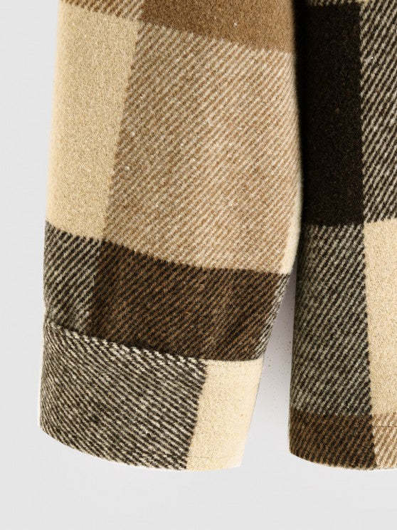 Plaid Wool Shacket And Cargo Pants Set - Grafton Collection