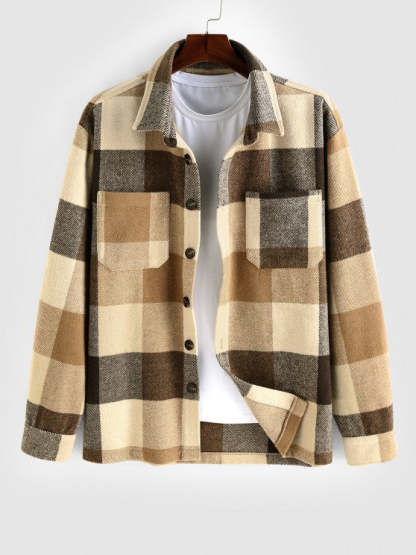 Plaid Wool Shacket And Cargo Pants Set - Grafton Collection