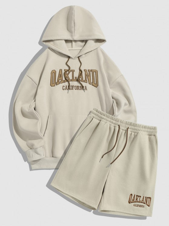 Oakland Embroider Hoodie And Shorts Set - Grafton Collection