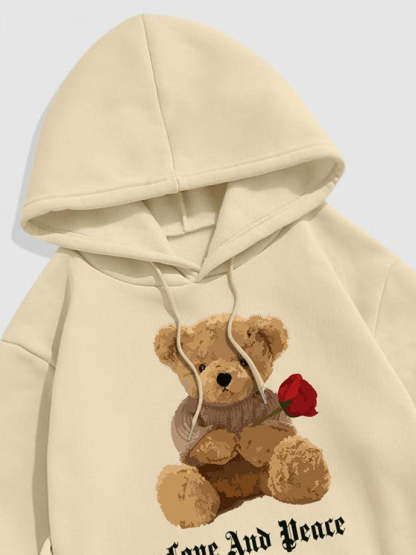 2 Pieces Bear Embroidery Hoodie Set - Grafton Collection