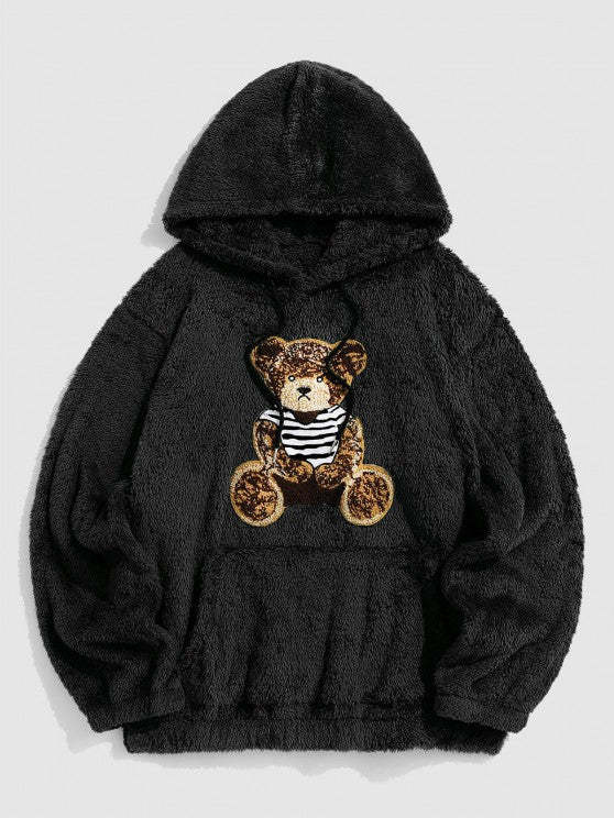 2 Pieces Bear Embroidery Hoodie Set - Grafton Collection