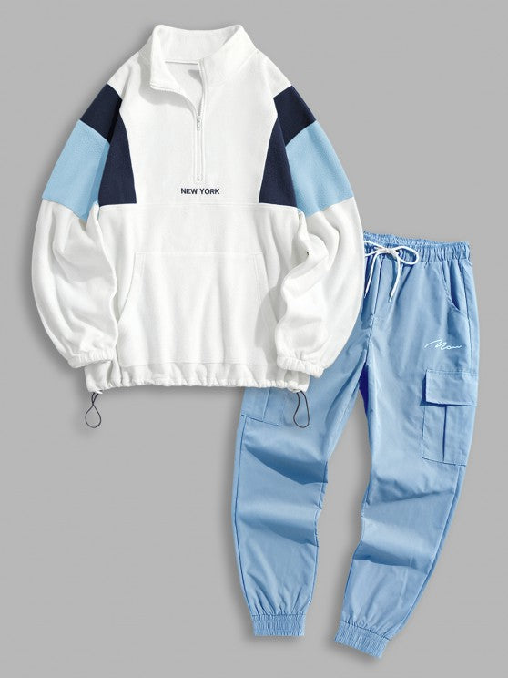 Half Zip Sweatshirt With Jogger Cargo Pants Set - Grafton Collection