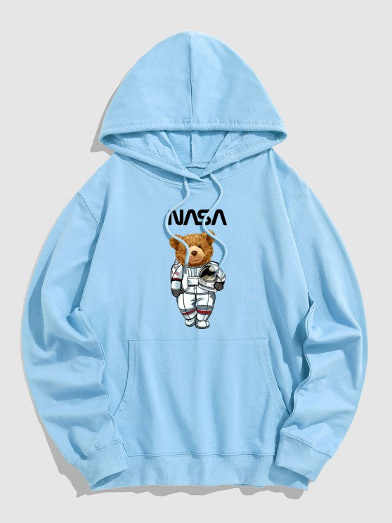 Letter And Bear Pattern Hoodie With Cargo Pants Set - Grafton Collection