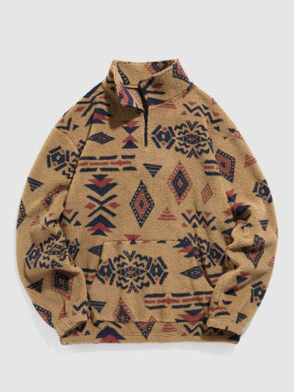Ethnic Print Teddy Sweatshirt And Pants Set - Grafton Collection