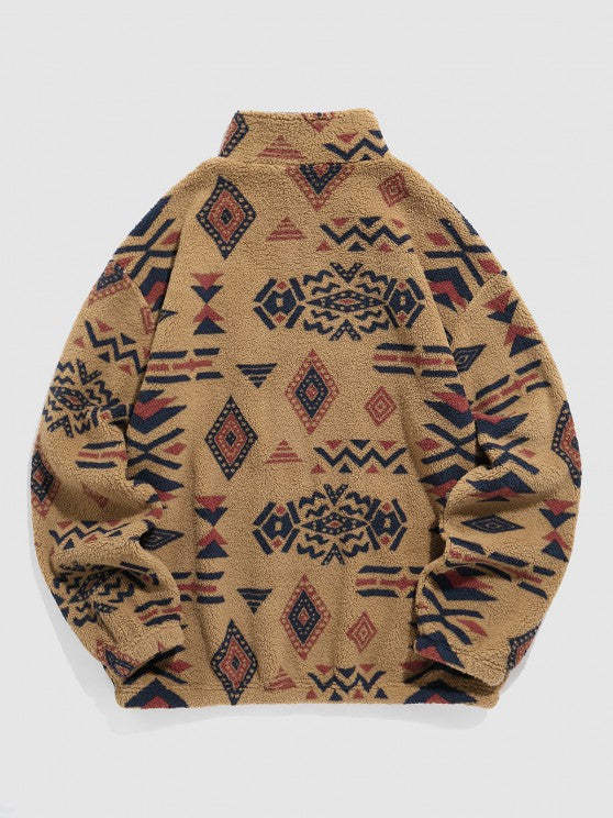 Ethnic Print Teddy Sweatshirt And Pants Set - Grafton Collection