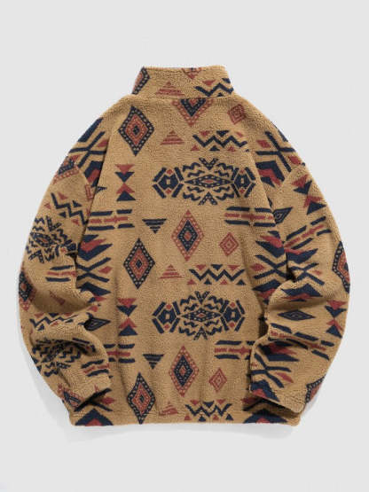 Ethnic Print Teddy Sweatshirt And Pants Set - Grafton Collection