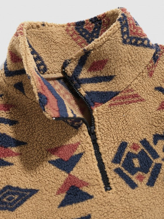 Ethnic Print Teddy Sweatshirt And Pants Set - Grafton Collection