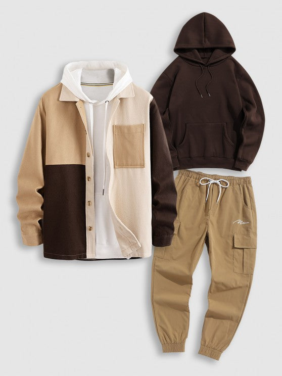Fashionable Winter Set Jacket Hoodie And Cargo Pants - Grafton Collection
