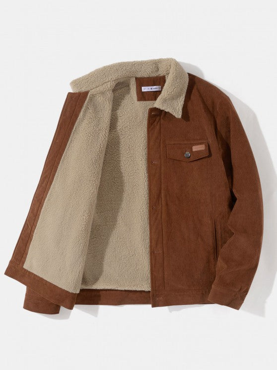 Sweatshirt Shearling Jacket And Cargo Jogger Set - Grafton Collection