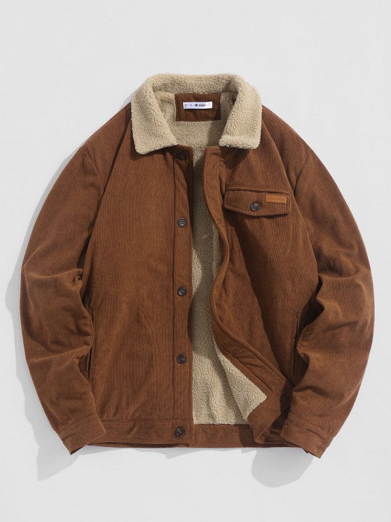 Sweatshirt Shearling Jacket And Cargo Jogger Set - Grafton Collection