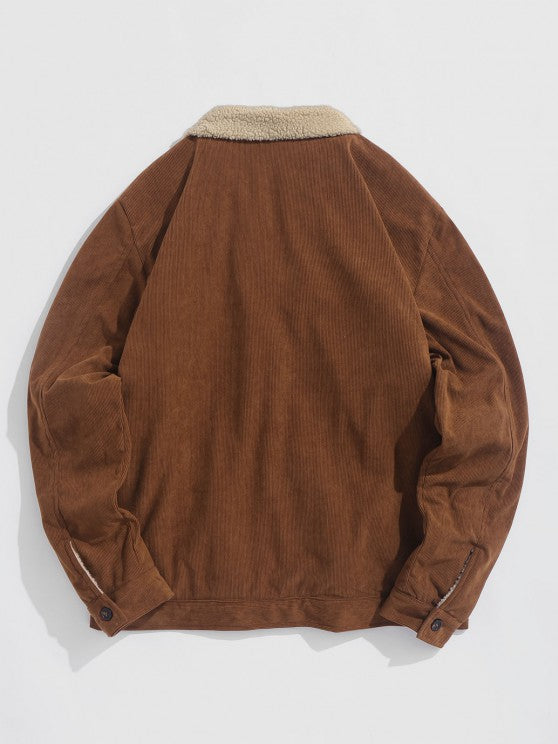 Sweatshirt Shearling Jacket And Cargo Jogger Set - Grafton Collection