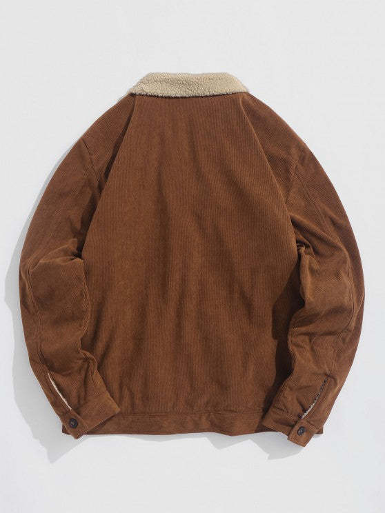 Sweatshirt Shearling Jacket And Cargo Jogger Set - Grafton Collection