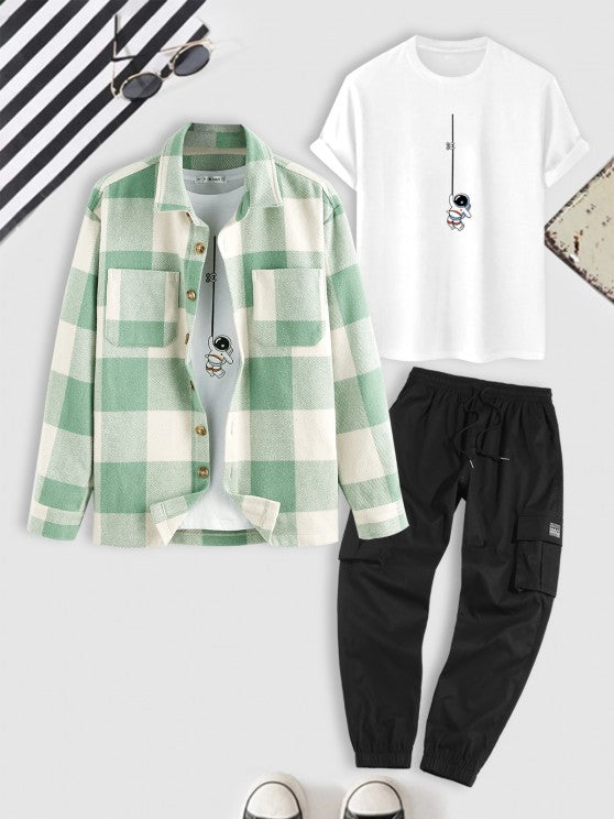 Astro Print Shacket And Cargo Pants Set - Grafton Collection