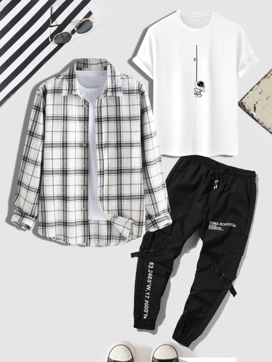 3 Pieces Short Sleeve T Shirt And Pants Set - Grafton Collection