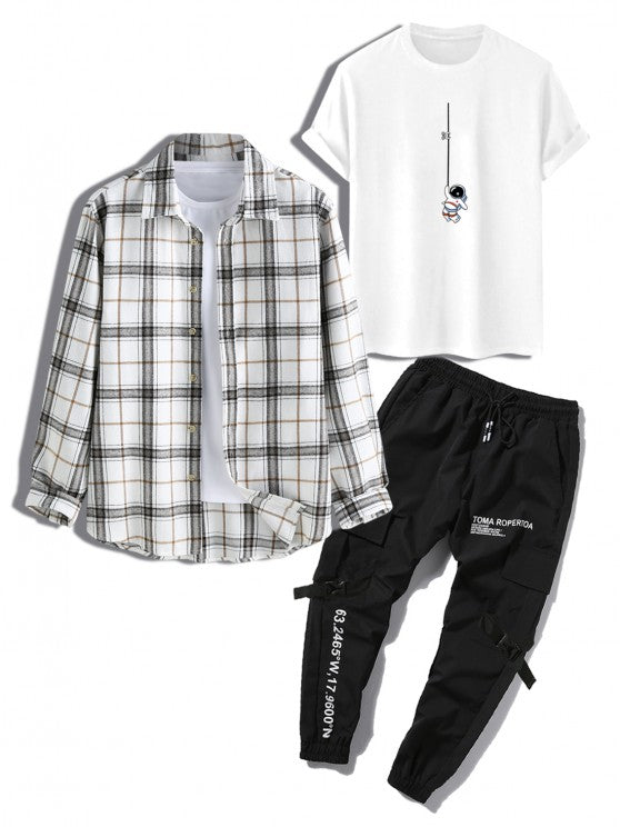 3 Pieces Short Sleeve T Shirt And Pants Set - Grafton Collection