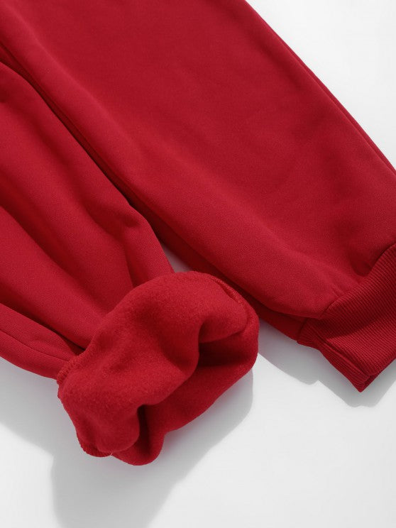 Slogan Fleece Thermal Lined Jogger Pants Set - Grafton Collection