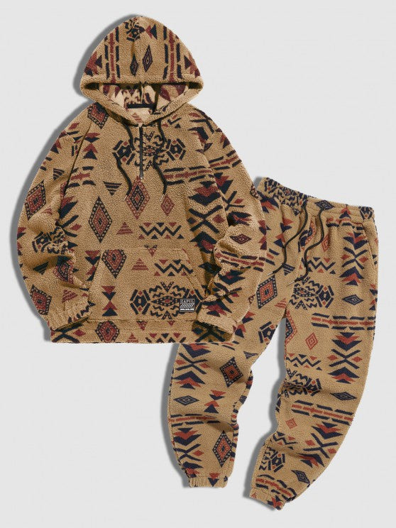 Printed Hoodie And Beam Pants Set - Grafton Collection