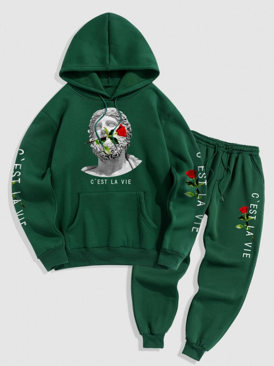 Graphic Fleece Thermal Hoodie And Jogger Pants Set - Grafton Collection