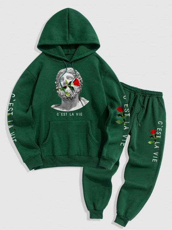 Graphic Fleece Thermal Hoodie And Jogger Pants Set - Grafton Collection