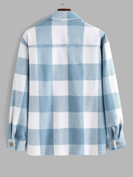 Plaid Wool Shacket And Jogger Pants Set - Grafton Collection