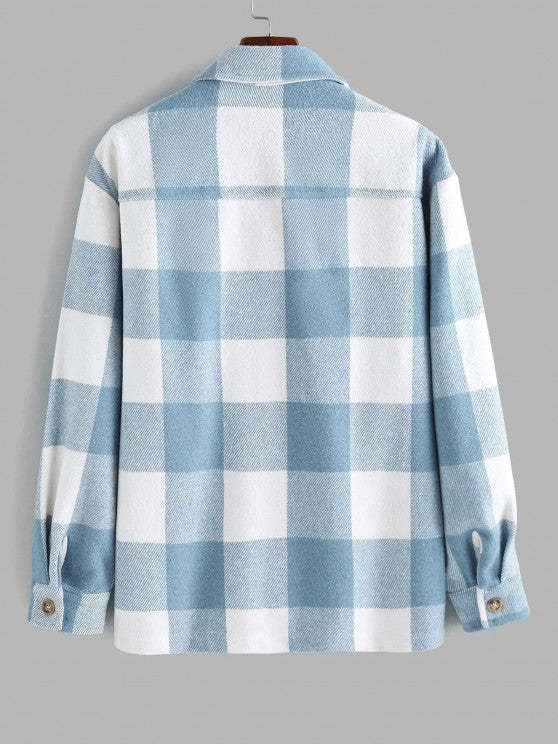 Plaid Wool Shacket And Jogger Pants Set - Grafton Collection