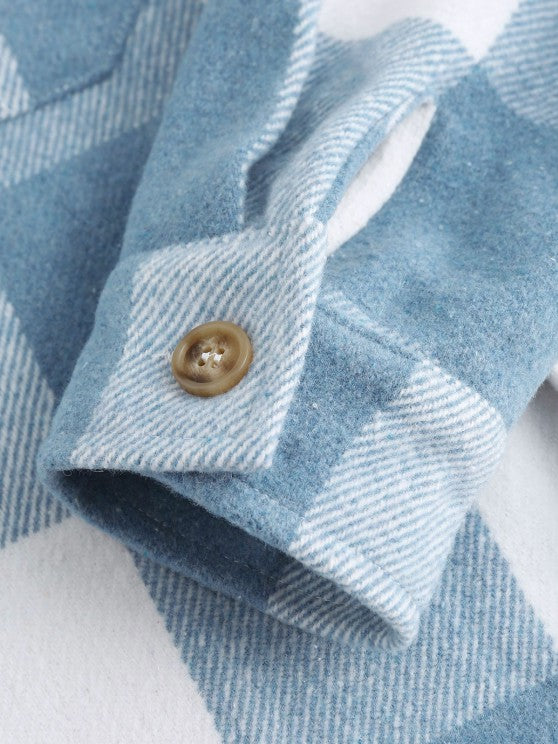 Plaid Wool Shacket And Jogger Pants Set - Grafton Collection