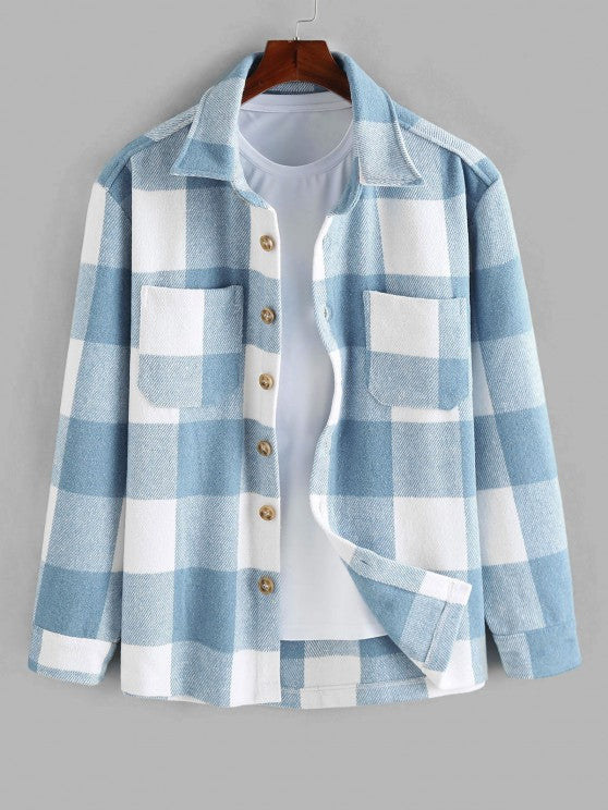 Plaid Wool Shacket And Jogger Pants Set - Grafton Collection