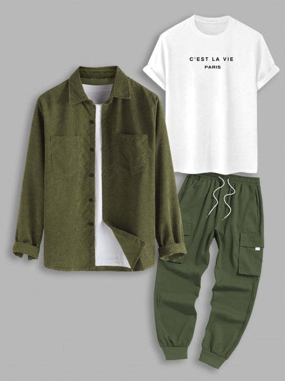 3 Pieces Letter Printed Outfit Set - Grafton Collection
