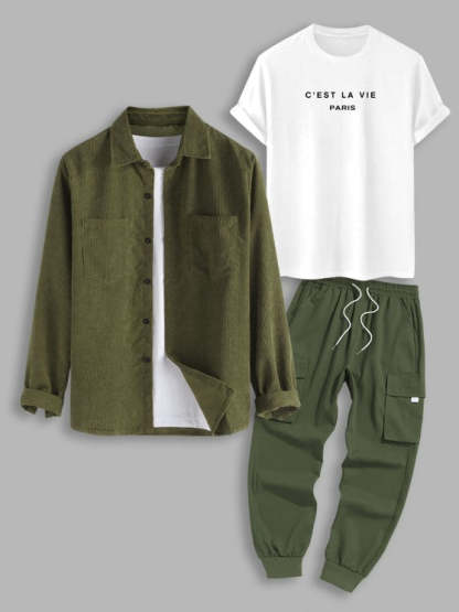 3 Pieces Letter Printed Outfit Set - Grafton Collection